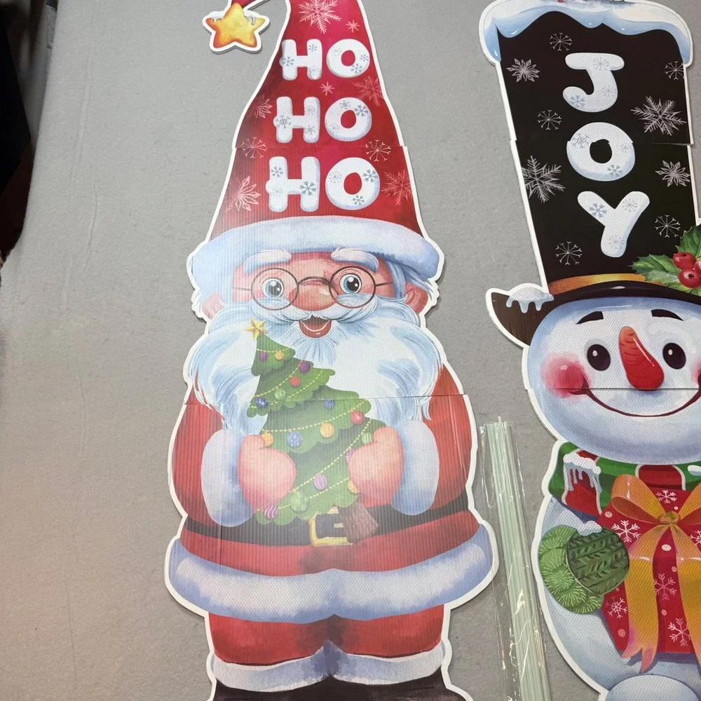 Christmas Yard Signs Santa Snowman Joy Ho Ho Ho‎ Outdoor Holiday Decoration